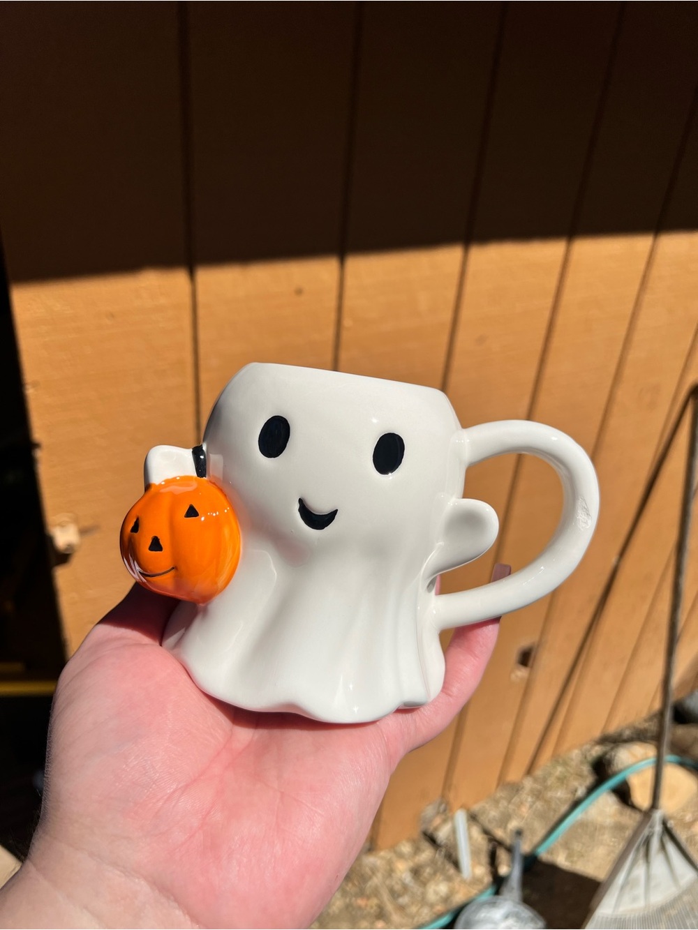 GHOST HOLDING PUMPKIN MUG